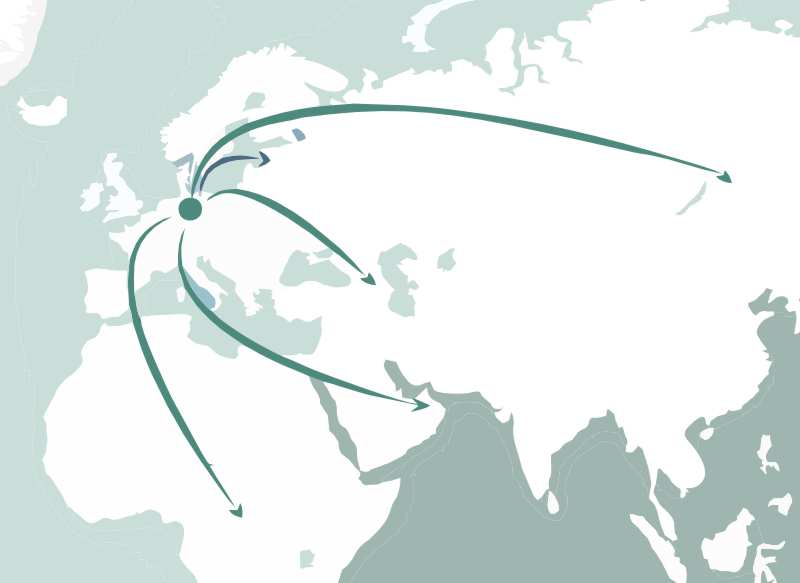 Weltkarte Handel und Export von Restanten und Überproduktion aller Art.